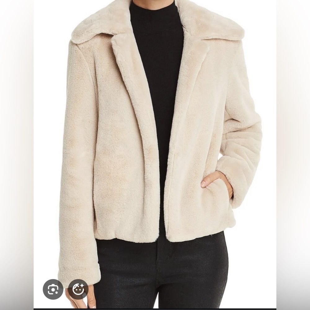 Theory Cream Luxe Faux Fur Jacket